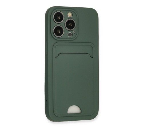 iPhone 13 Pro Kılıf Kelvin Kartvizitli Silikon - Koyu Yeşil
