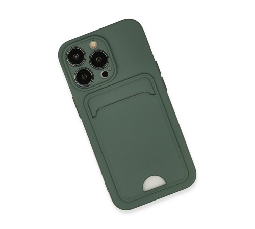 iPhone 13 Pro Kılıf Kelvin Kartvizitli Silikon - Koyu Yeşil