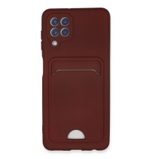 Samsung Galaxy A22 Kılıf Kelvin Kartvizitli Silikon - Bordo
