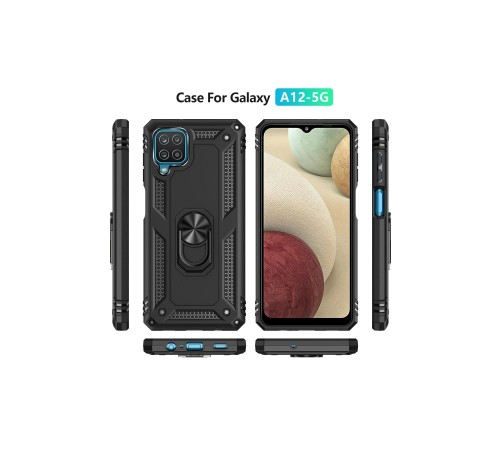 Samsung Galaxy A22 Kılıf Sofya Yüzüklü Silikon Kapak - Siyah