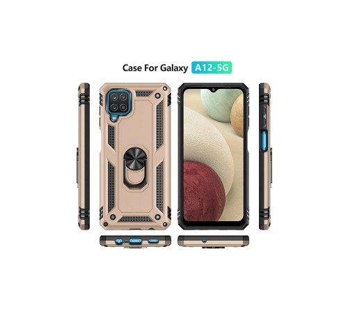Samsung Galaxy A22 Kılıf Sofya Yüzüklü Silikon Kapak - Gold