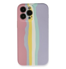 iPhone 13 Pro Kılıf Ebruli Lansman Silikon - Pembe-Lila