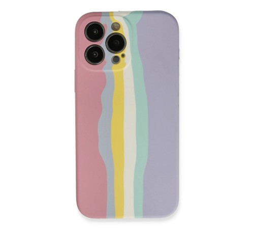 iPhone 13 Pro Kılıf Ebruli Lansman Silikon - Pembe-Lila