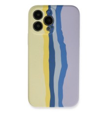 iPhone 13 Pro Kılıf Ebruli Lansman Silikon - Sarı-Lila