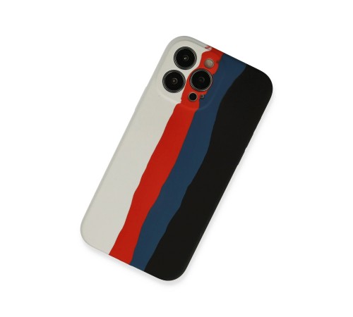 iPhone 13 Pro Kılıf Ebruli Lansman Silikon - Beyaz-Siyah