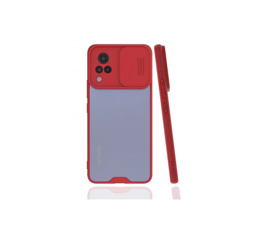 Vivo V21 Kılıf Platin Kamera Koruma Silikon - Kırmızı Vivo V21 Kılıf Platin Kamera Koruma Silikon - Kırmızı