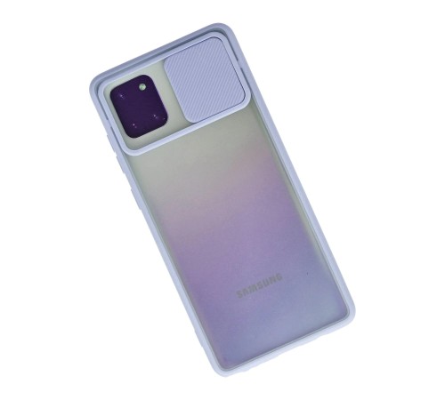 Samsung Galaxy A81 / Note 10 Lite Kılıf Palm Buzlu Kamera Sürgülü Silikon - Lila