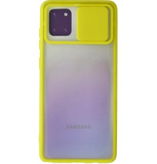 Samsung Galaxy A81 / Note 10 Lite Kılıf Palm Buzlu Kamera Sürgülü Silikon - Sarı