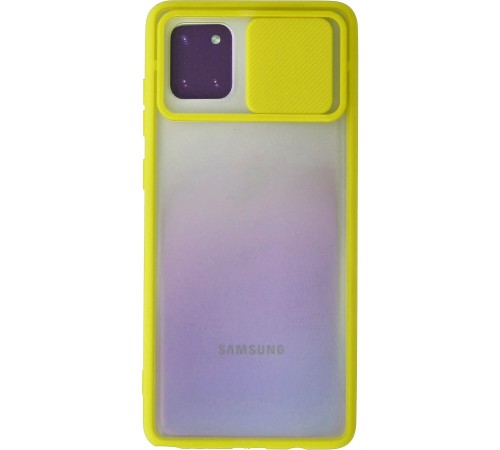 Samsung Galaxy A81 / Note 10 Lite Kılıf Palm Buzlu Kamera Sürgülü Silikon - Sarı