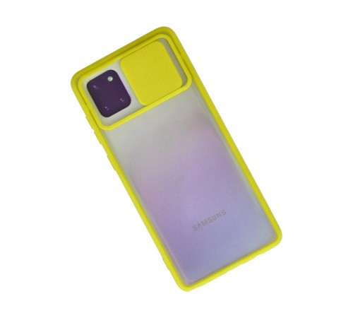 Samsung Galaxy A81 / Note 10 Lite Kılıf Palm Buzlu Kamera Sürgülü Silikon - Sarı