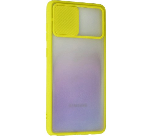 Samsung Galaxy A81 / Note 10 Lite Kılıf Palm Buzlu Kamera Sürgülü Silikon - Sarı