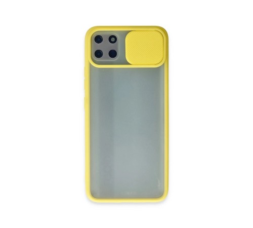Realme C11 Kılıf Palm Buzlu Kamera Sürgülü Silikon - Sarı Realme C11 Kılıf Palm Buzlu Kamera Sürgülü Silikon - Sarı