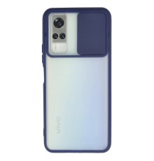 Vivo Y53S Kılıf Palm Buzlu Kamera Sürgülü Silikon - Lacivert
