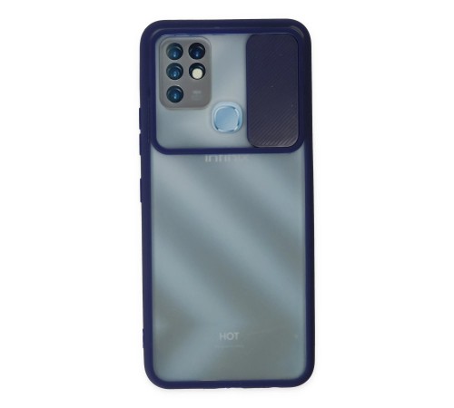 İnfinix Hot 10 Kılıf Palm Buzlu Kamera Sürgülü Silikon - Lacivert