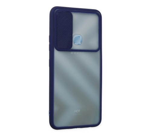 İnfinix Hot 10 Kılıf Palm Buzlu Kamera Sürgülü Silikon - Lacivert