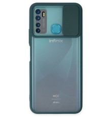 İnfinix Hot 9 Kılıf Palm Buzlu Kamera Sürgülü Silikon - Yeşil