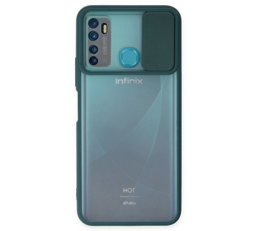 İnfinix Hot 9 Kılıf Palm Buzlu Kamera Sürgülü Silikon - Yeşil