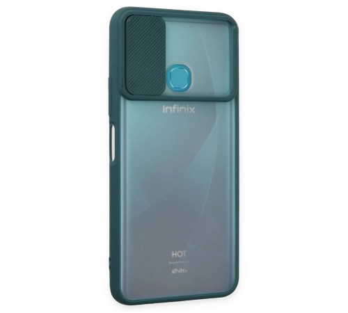İnfinix Hot 9 Kılıf Palm Buzlu Kamera Sürgülü Silikon - Yeşil
