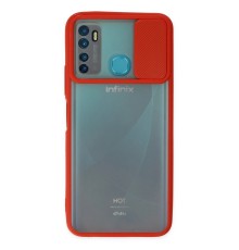 İnfinix Hot 9 Kılıf Palm Buzlu Kamera Sürgülü Silikon - Kırmızı