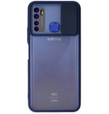 İnfinix Hot 9 Kılıf Palm Buzlu Kamera Sürgülü Silikon - Lacivert