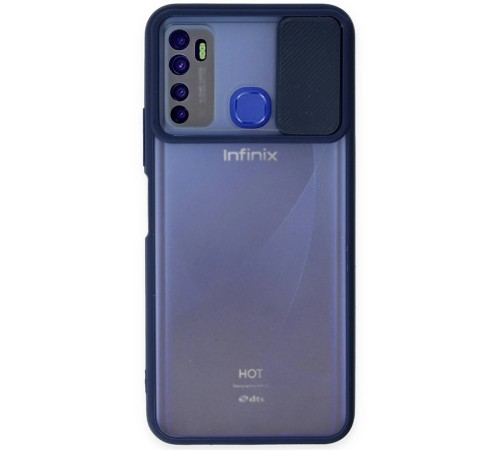 İnfinix Hot 9 Kılıf Palm Buzlu Kamera Sürgülü Silikon - Lacivert