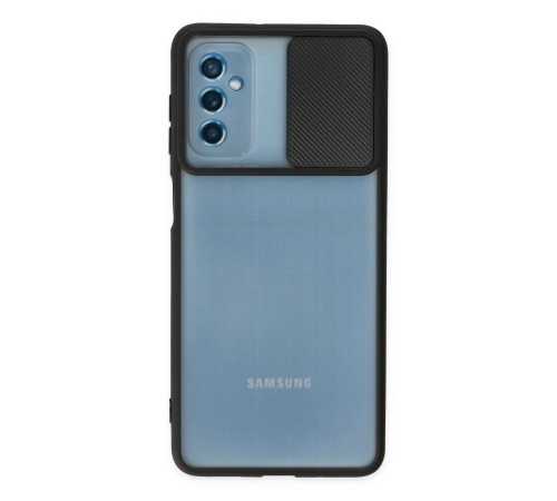 Samsung Galaxy M52 5G Kılıf Palm Buzlu Kamera Sürgülü Silikon - Siyah