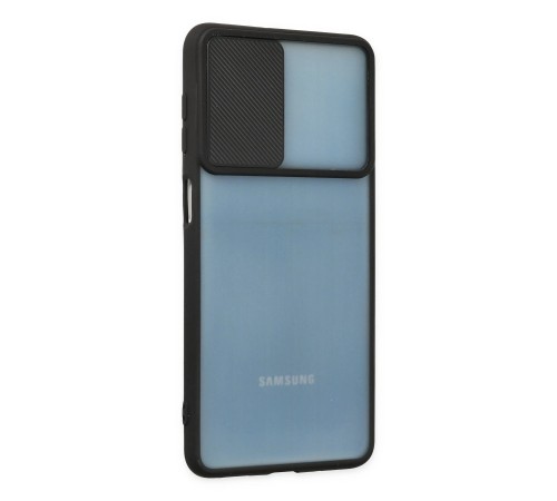 Samsung Galaxy M52 5G Kılıf Palm Buzlu Kamera Sürgülü Silikon - Siyah