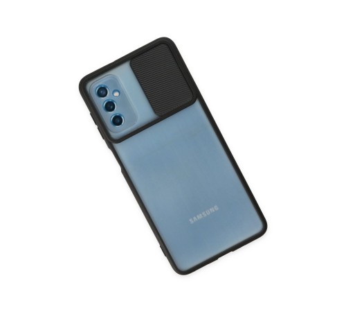Samsung Galaxy M52 5G Kılıf Palm Buzlu Kamera Sürgülü Silikon - Siyah