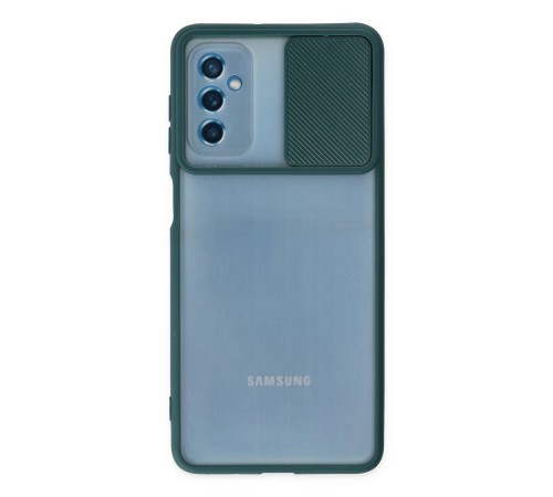 Samsung Galaxy M52 5G Kılıf Palm Buzlu Kamera Sürgülü Silikon - Yeşil