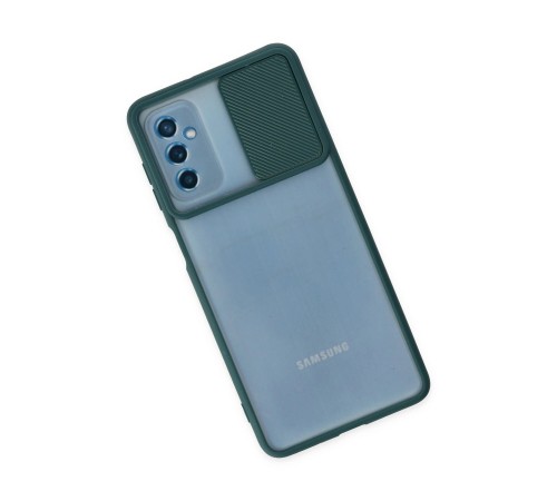 Samsung Galaxy M52 5G Kılıf Palm Buzlu Kamera Sürgülü Silikon - Yeşil
