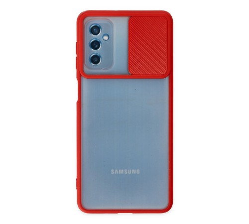 Samsung Galaxy M52 5G Kılıf Palm Buzlu Kamera Sürgülü Silikon - Kırmızı