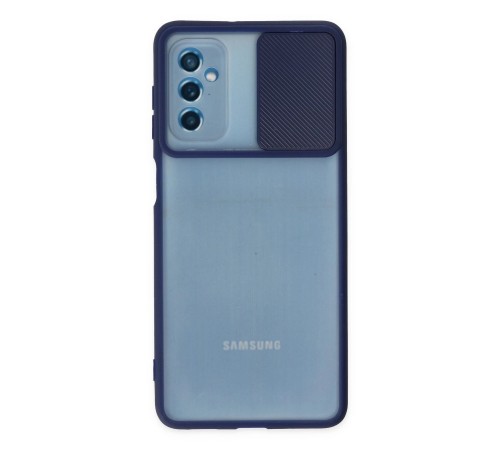 Samsung Galaxy M52 5G Kılıf Palm Buzlu Kamera Sürgülü Silikon - Lacivert