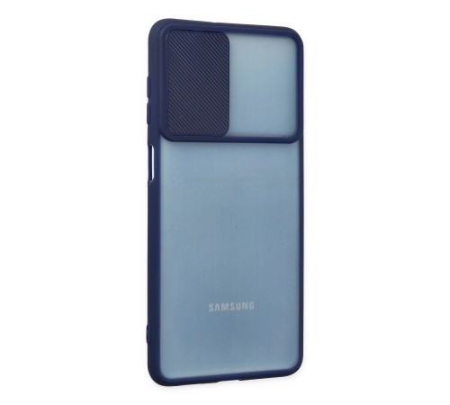 Samsung Galaxy M52 5G Kılıf Palm Buzlu Kamera Sürgülü Silikon - Lacivert