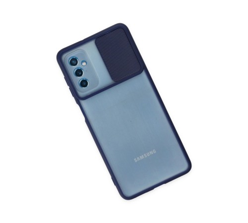 Samsung Galaxy M52 5G Kılıf Palm Buzlu Kamera Sürgülü Silikon - Lacivert