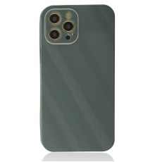 iPhone 12 Pro Kılıf Glass Kapak - Koyu Yeşil