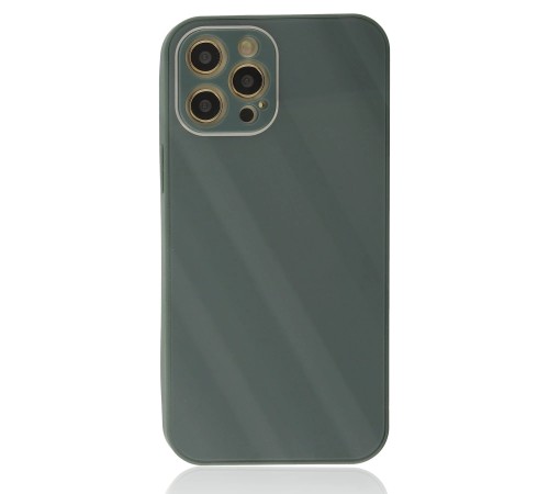 iPhone 12 Pro Kılıf Glass Kapak - Koyu Yeşil iPhone 12 Pro Kılıf Glass Kapak - Koyu Yeşil