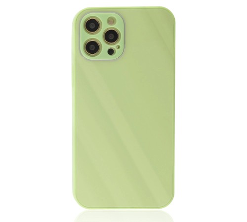 iPhone 12 Pro Kılıf Glass Kapak - Açık Yeşil iPhone 12 Pro Kılıf Glass Kapak - Açık Yeşil