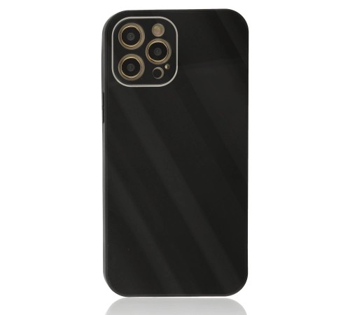 iPhone 12 Pro Max Kılıf Glass Kapak - Siyah