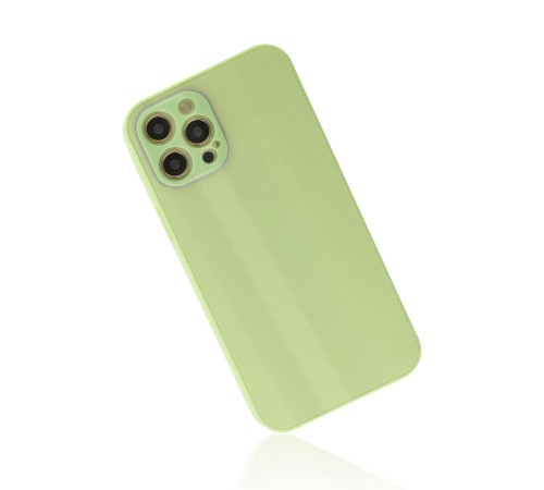 iPhone 12 Pro Max Kılıf Glass Kapak - Açık Yeşil iPhone 12 Pro Max Kılıf Glass Kapak - Açık Yeşil