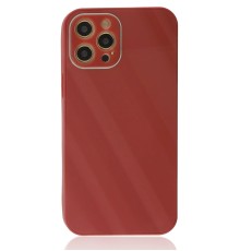 iPhone 12 Pro Max Kılıf Glass Kapak - Bordo