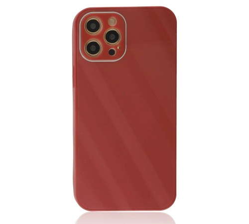 iPhone 12 Pro Max Kılıf Glass Kapak - Bordo iPhone 12 Pro Max Kılıf Glass Kapak - Bordo