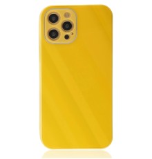 iPhone 12 Pro Max Kılıf Glass Kapak - Sarı