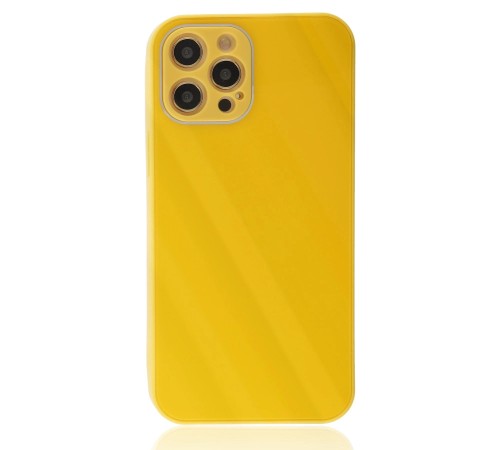 iPhone 12 Pro Max Kılıf Glass Kapak - Sarı
