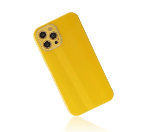 iPhone 12 Pro Max Kılıf Glass Kapak - Sarı