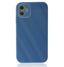 iPhone 12 Kılıf Glass Kapak - Mavi