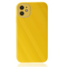 iPhone 12 Kılıf Glass Kapak - Sarı