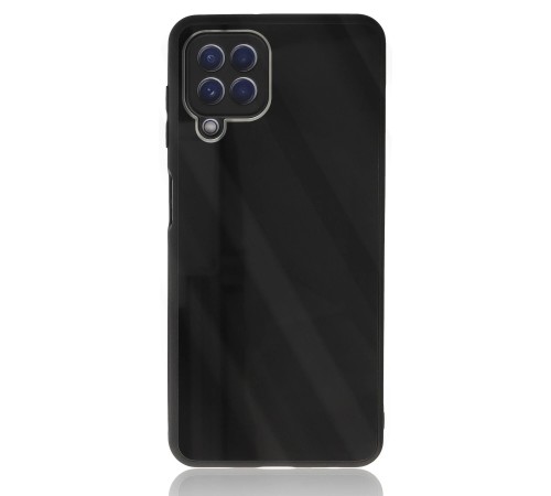 Samsung Galaxy A22 Kılıf Glass Kapak - Siyah Samsung Galaxy A22 Kılıf Glass Kapak - Siyah