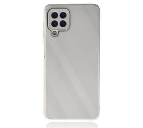 Samsung Galaxy A22 Kılıf Glass Kapak - Beyaz Samsung Galaxy A22 Kılıf Glass Kapak - Beyaz