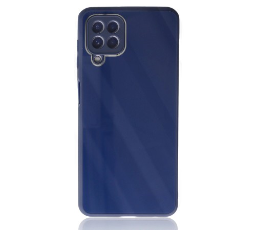 Samsung Galaxy A22 Kılıf Glass Kapak - Lacivert Samsung Galaxy A22 Kılıf Glass Kapak - Lacivert