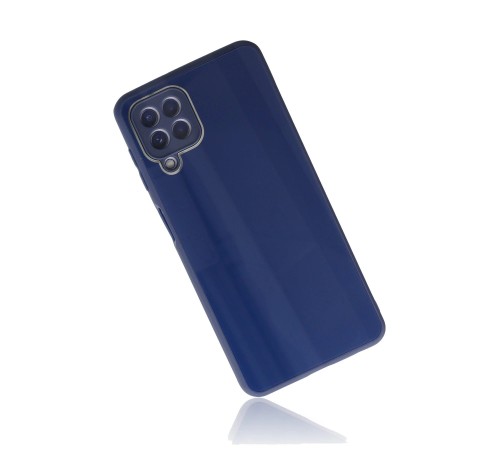 Samsung Galaxy A22 Kılıf Glass Kapak - Lacivert Samsung Galaxy A22 Kılıf Glass Kapak - Lacivert